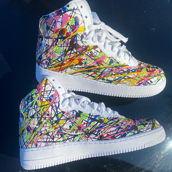 Splatter Air Force 1s High Top Customized Size 10.5 - Picture 5 of 5